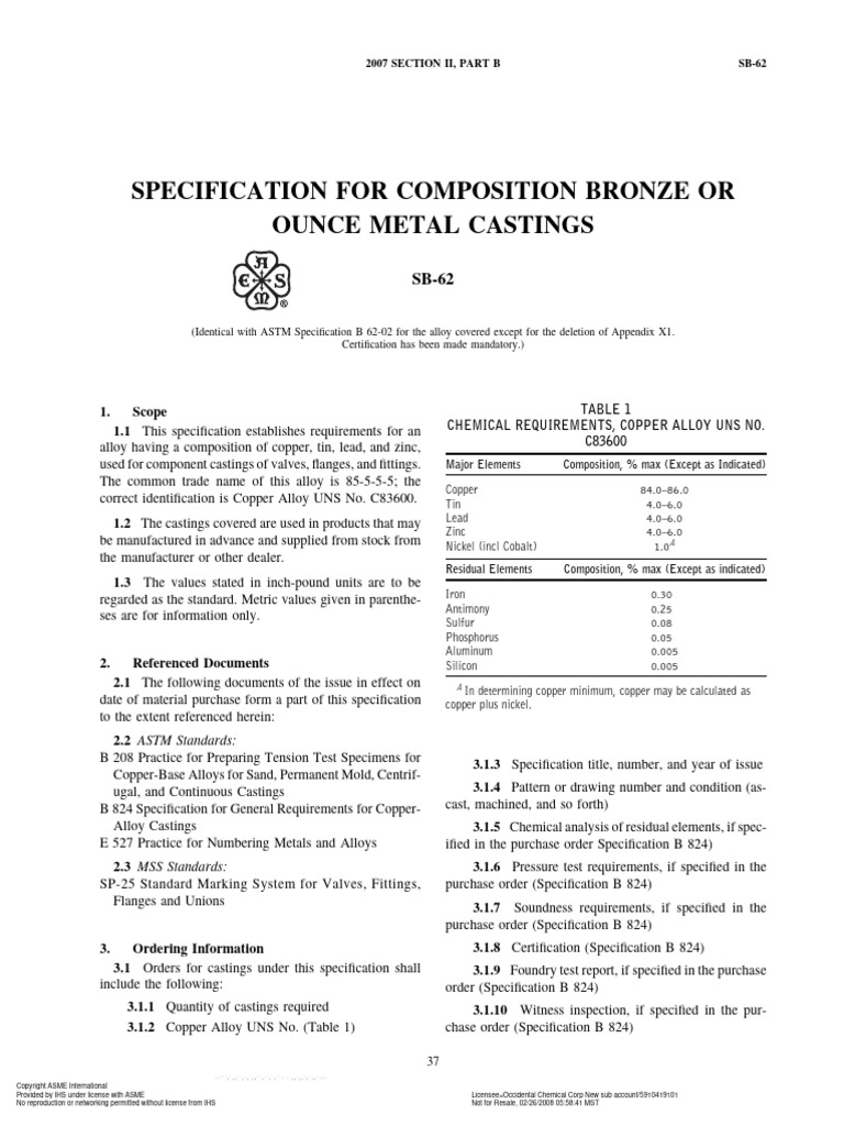 Asme Section Ii B SB-62 | PDF | Alloy | Copper