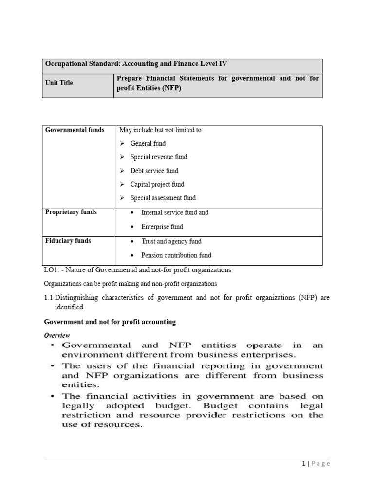 Financial Statements for NFP Entities | PDF | Fund Accounting ...