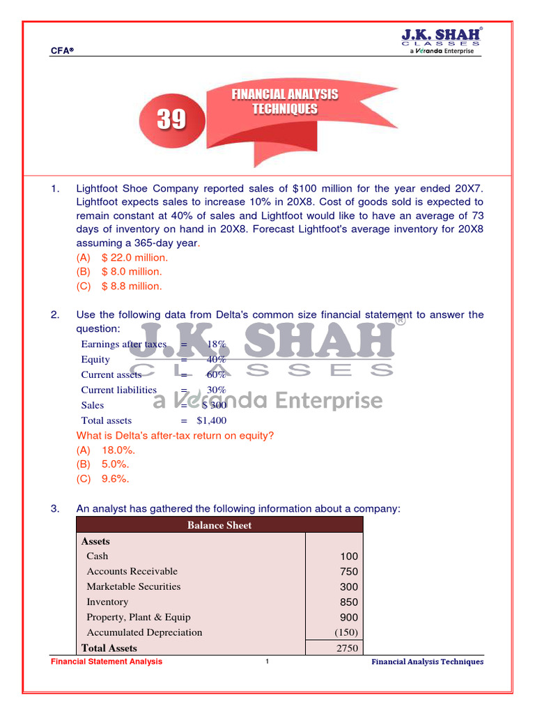 Financial Statement Analysis Techniques | PDF | Equity (Finance ...