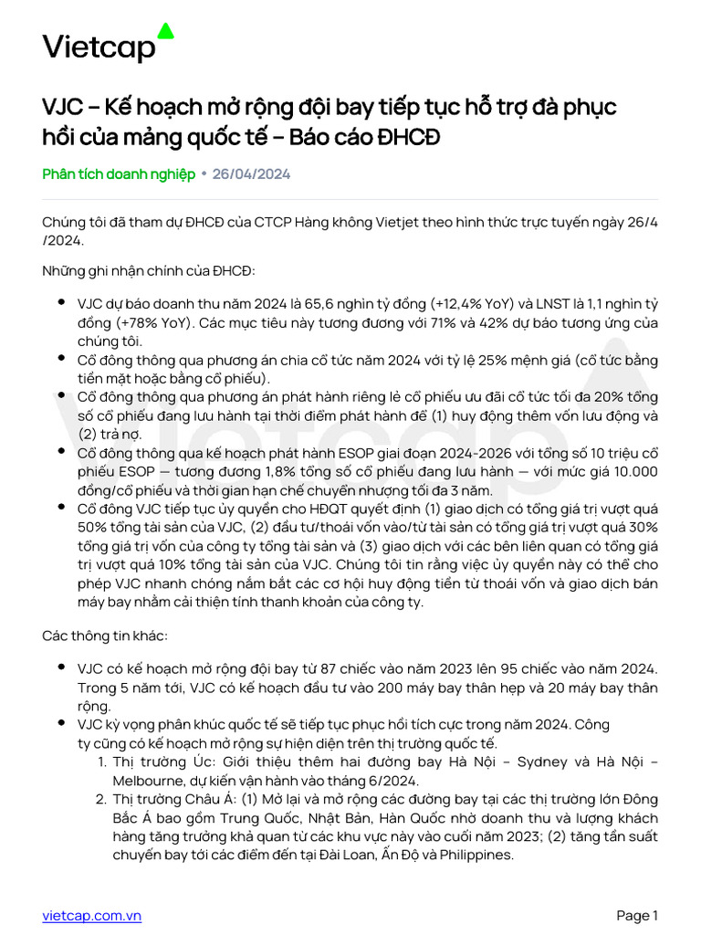 Vjc ke hoach mo rong doi bay tiep tuc ho tro da phuc hoi cua mang quoc