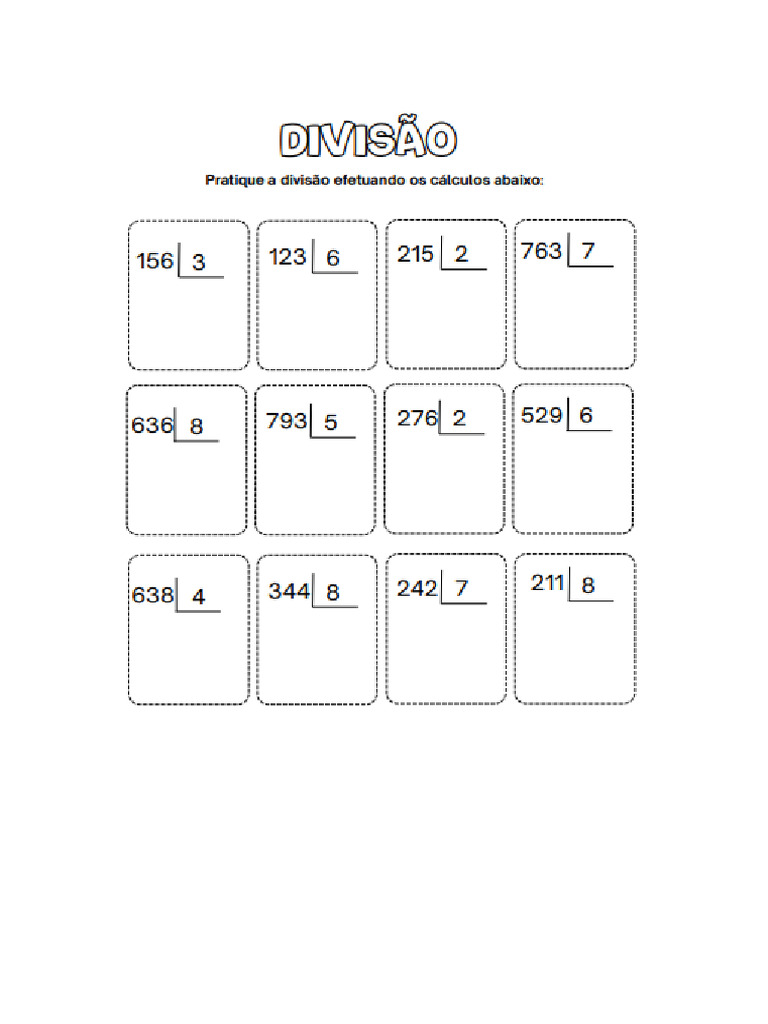 Atividade para casa - 4 ano - Divisao | PDF