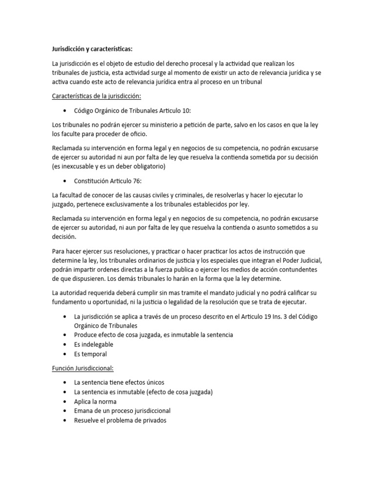 Jurisdicción y Competencia en Derecho Procesal | PDF | Jurisdicción ...