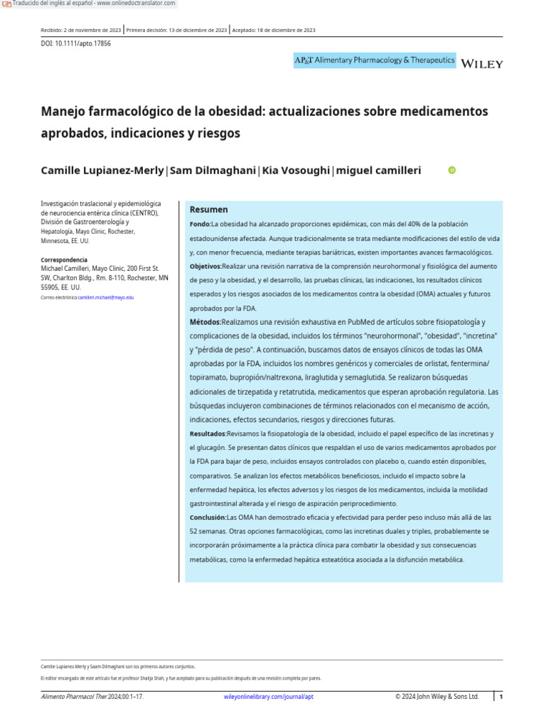 Pharmacologic Management of Obesity (Lupianez-Merly Et Al., 2023) .En ...