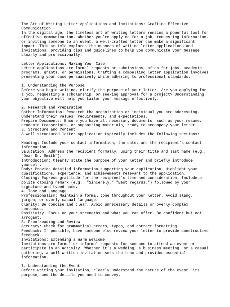 The Art of Writing Letter Applicati | PDF | Information | Communication