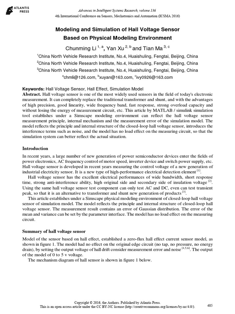 Modeling and Simulation of Hall Voltage Sensor | PDF | Voltage ...