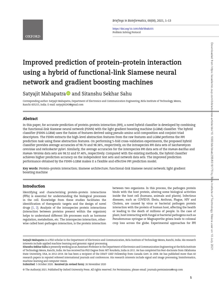 Hybrid Model for Protein-Protein Interaction Prediction | PDF | Protein ...