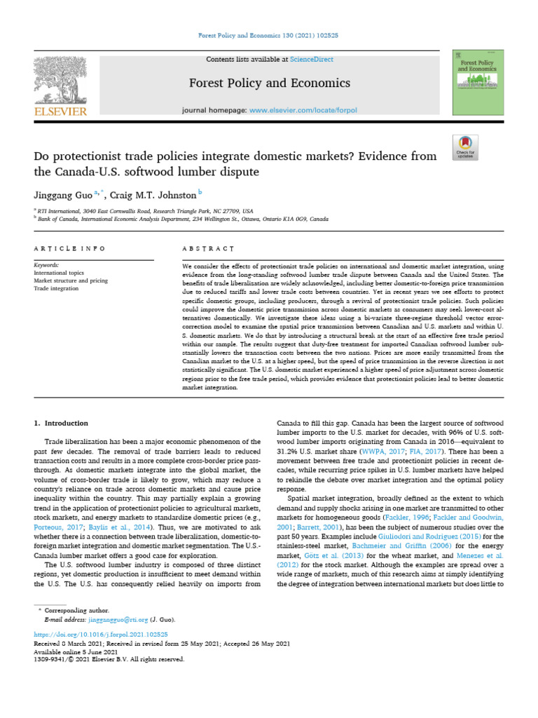 Do Protectionist Trade Policies Integrate Domestic Markets? Evidence ...