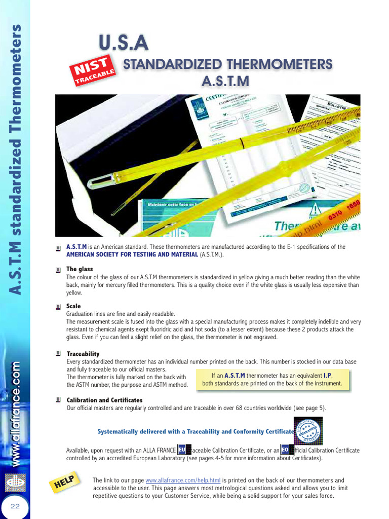 A.S.T.M Standardized Thermometers Guide | PDF | Calibration | Thermometer