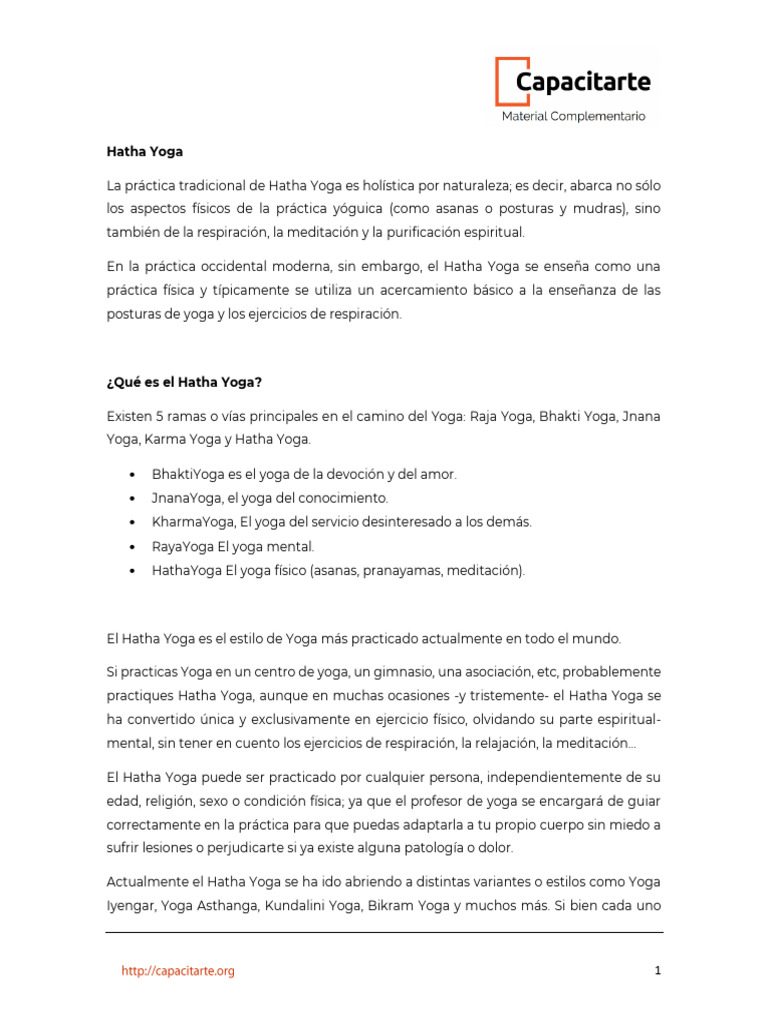 Introducción al Hatha Yoga: Beneficios y Práctica | PDF | Yoga ...