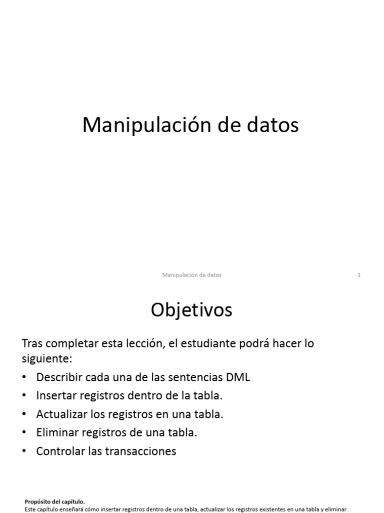Manipulacion De Datos PDF SQL Software De Gesti n De Datos Manipulacion de datos pdf sql software de gesti n de datos