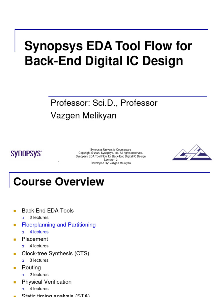 Synopsys Eda Tool Flow Back-End Lecture 2 | PDF | Electronic Design ...