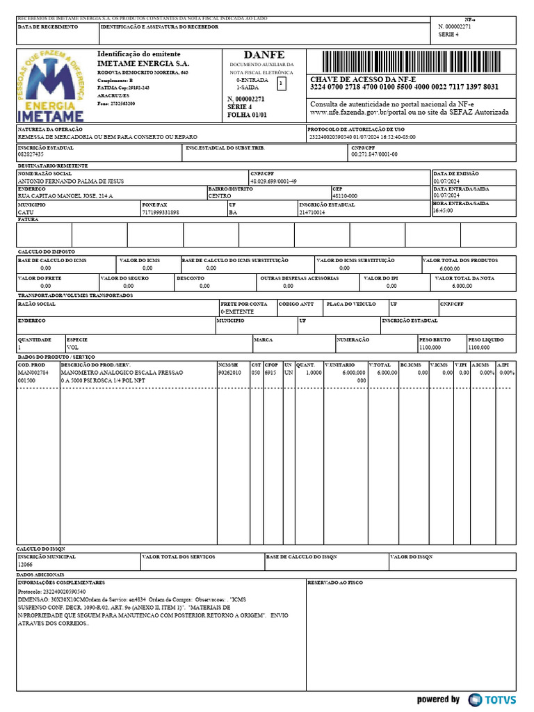 S.004 01.07.2024 | PDF | Recibo | Documentos empresariais