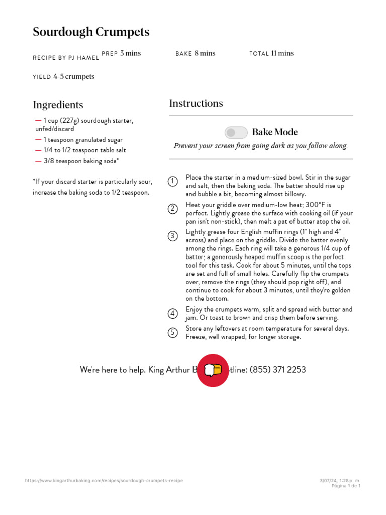Sourdough crumpets recipe king arthur baking pdf muffin baked goods