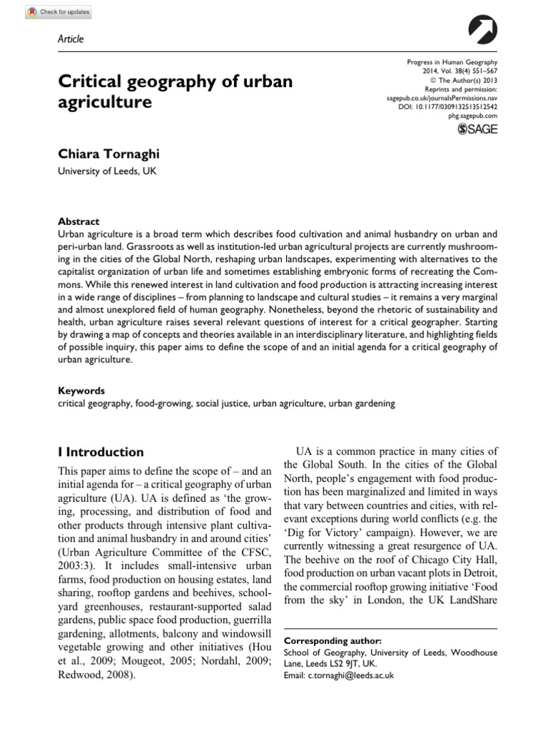 Critical Geography of Urban Agriculture | PDF | Urban Agriculture ...