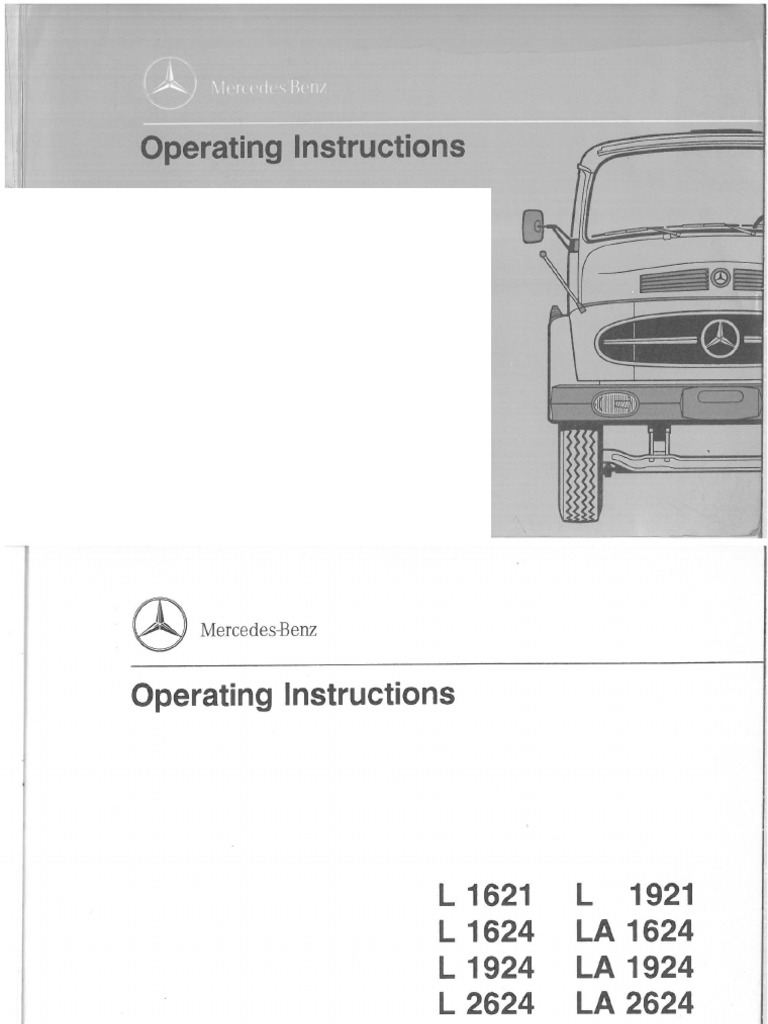 Benz, Truck, 2624LK, Operating Manual, 1624,1621,1924,2624 | PDF