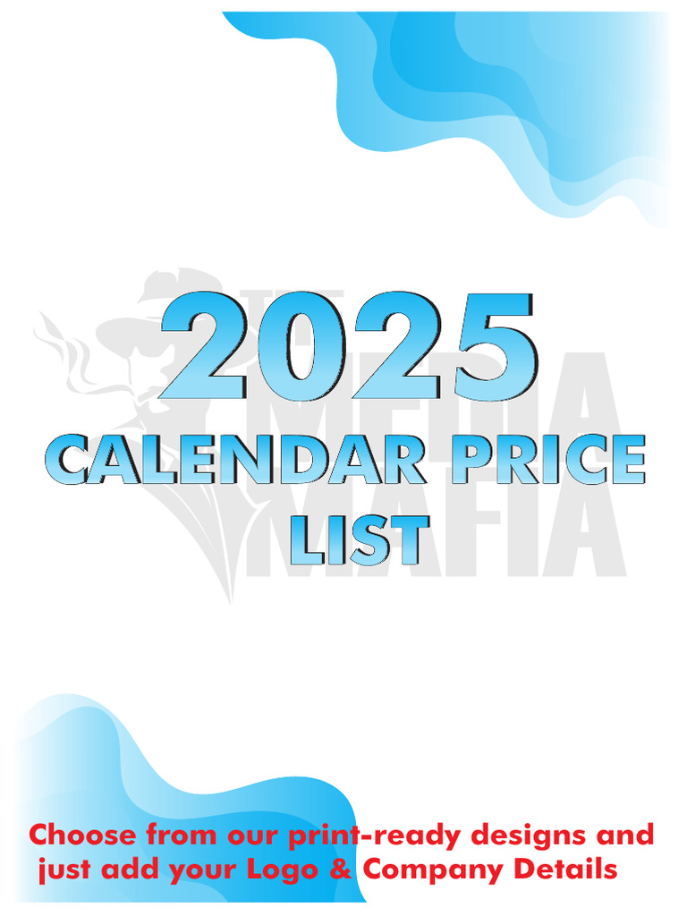 Calendar Pricelist 2025 PDF