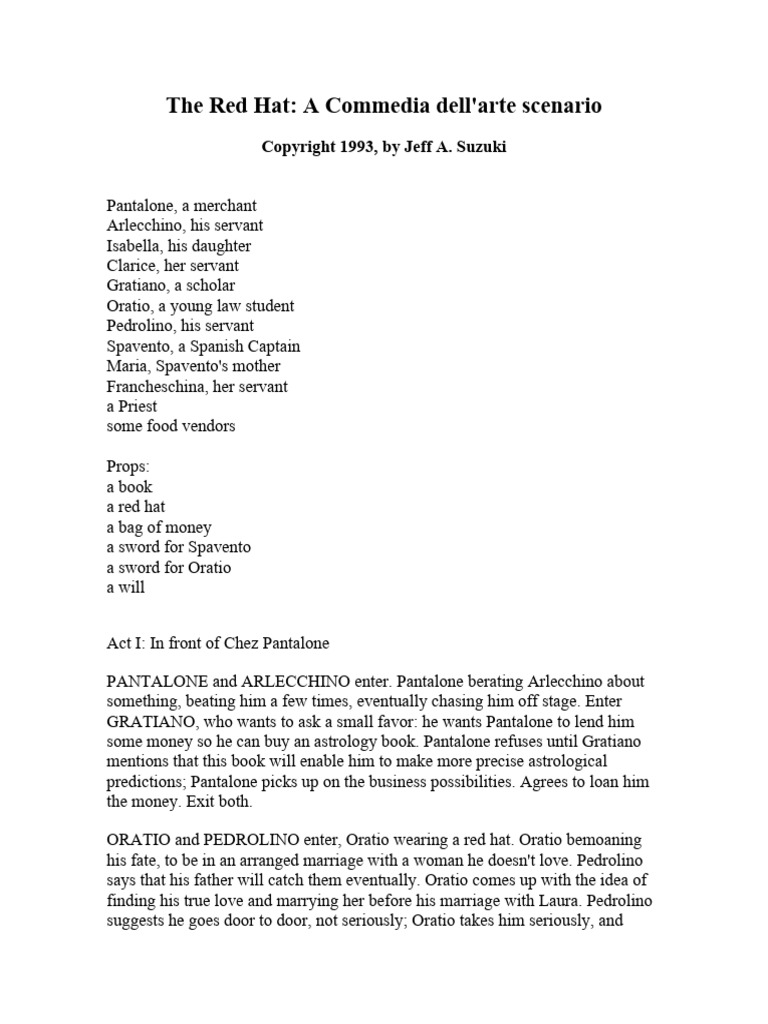 Pedrolino's Role in Love and Fate | PDF | Commedia Dell'arte