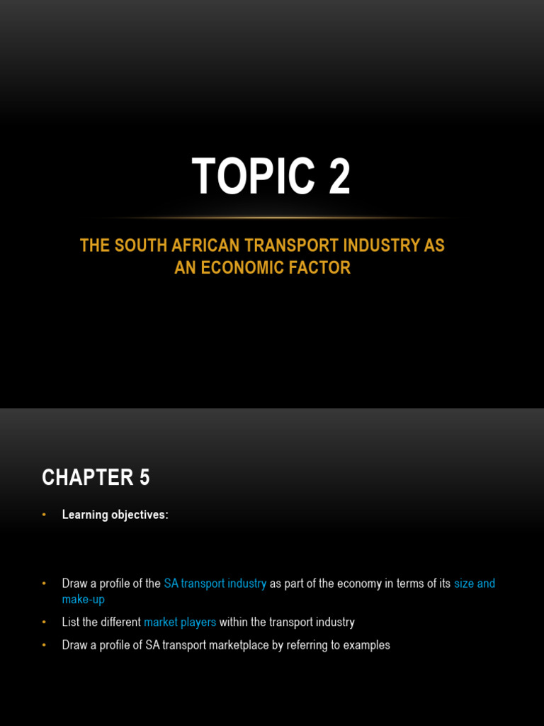 SA Transport: Economic Impact | PDF | Transport | Economies
