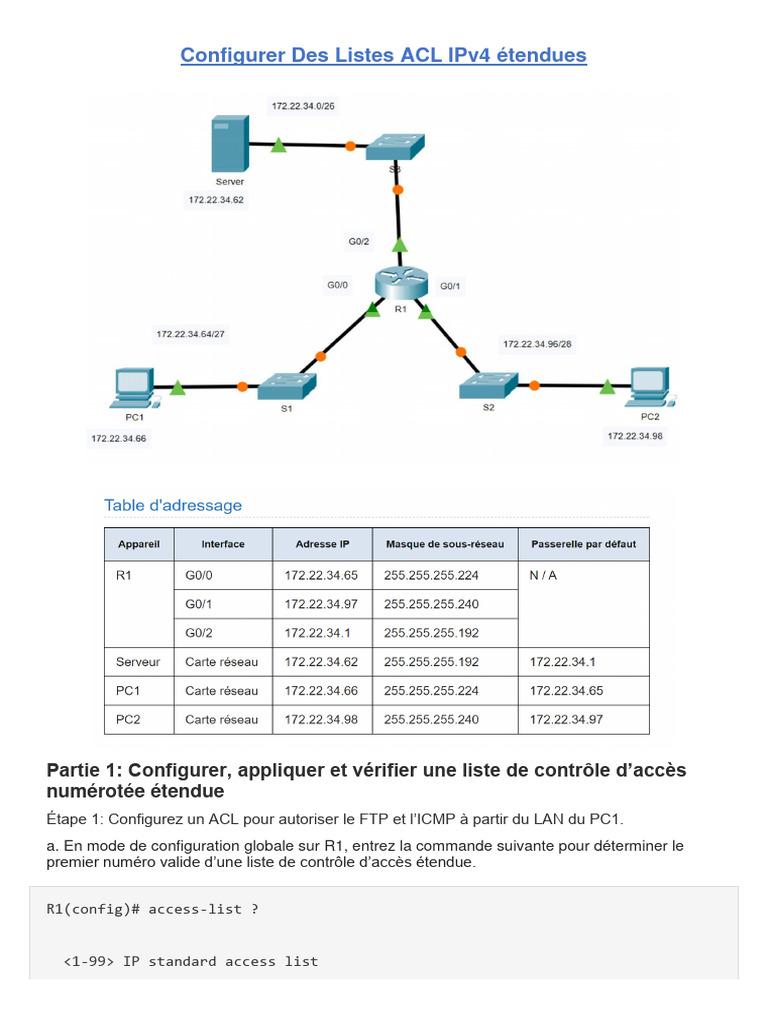 Configurer des ACL IPv4 étendues | PDF | Protocole de transfer de ...