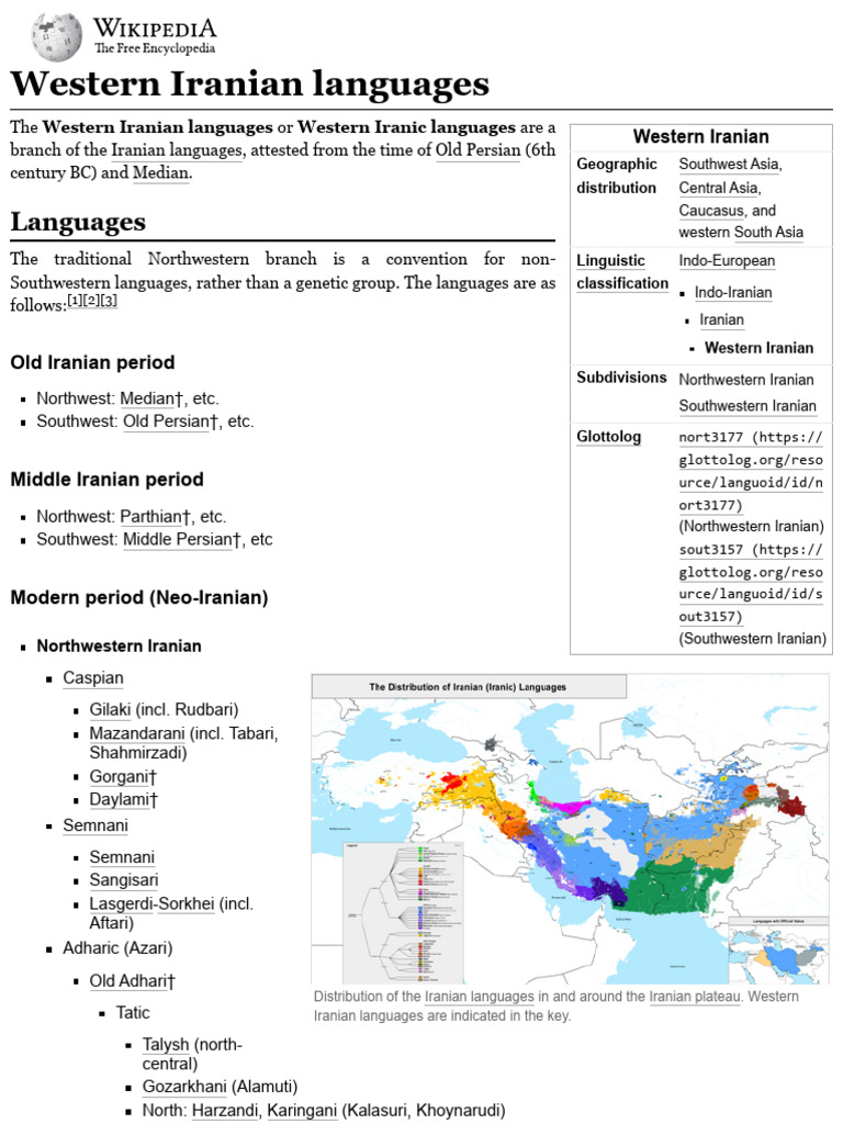 Western Iranian Languages - Wikipedia | PDF | Iranian Peoples