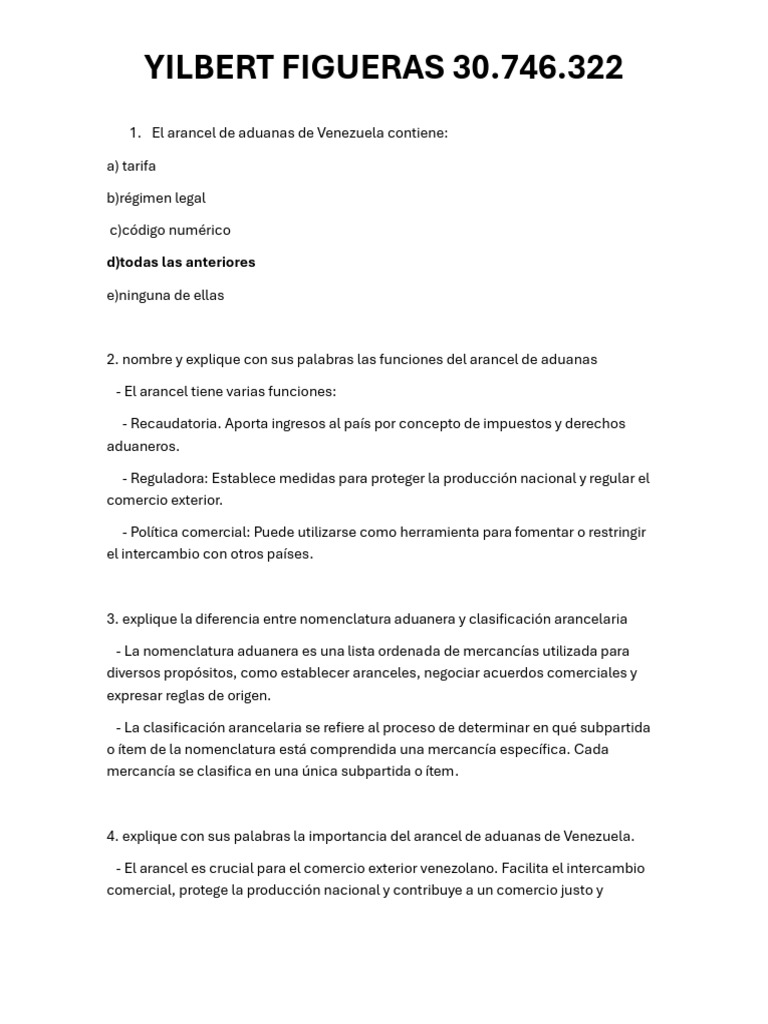 Arancel de Aduanas en Venezuela: Funciones y Estructura | PDF | aduana ...