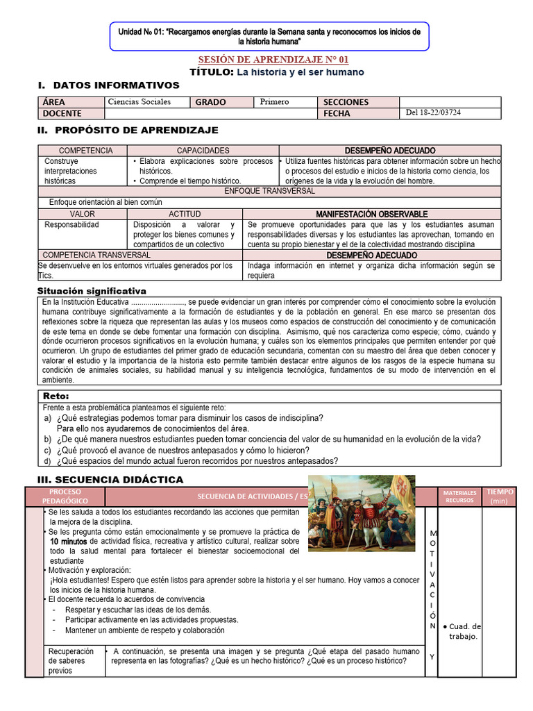 Sesión 1 - Unidad 1 - CCSS 1° | PDF | Aprendizaje | Conocimiento