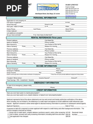 Application to Rent -Mario Fillable PDF
