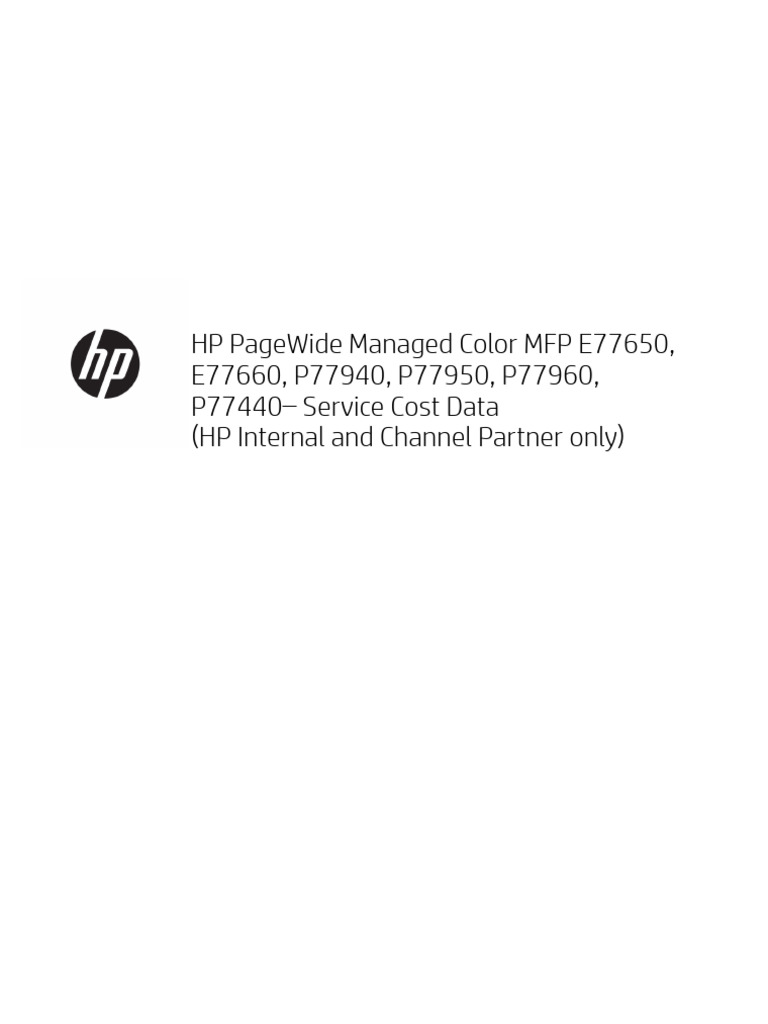 HP PageWide Managed Color MFP E776 P779 P774 Service Cost Data ...