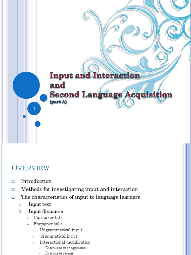 Input and Interaction in SLA Analysis | PDF | Second Language | Second ...