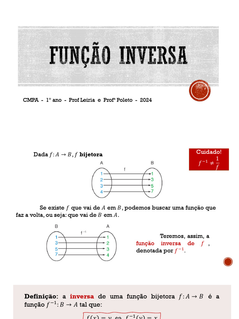 SD 02 FGB - Aula 07 - Função Inversa e Funções Definidas Por Mais de ...