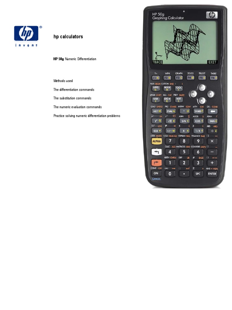 HP Calculators: HP 50g Numeric Differentiation | PDF | Variable ...