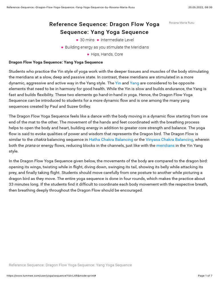 Dragon Flow Yoga Sequence Guide | PDF | Chakra | Yoga