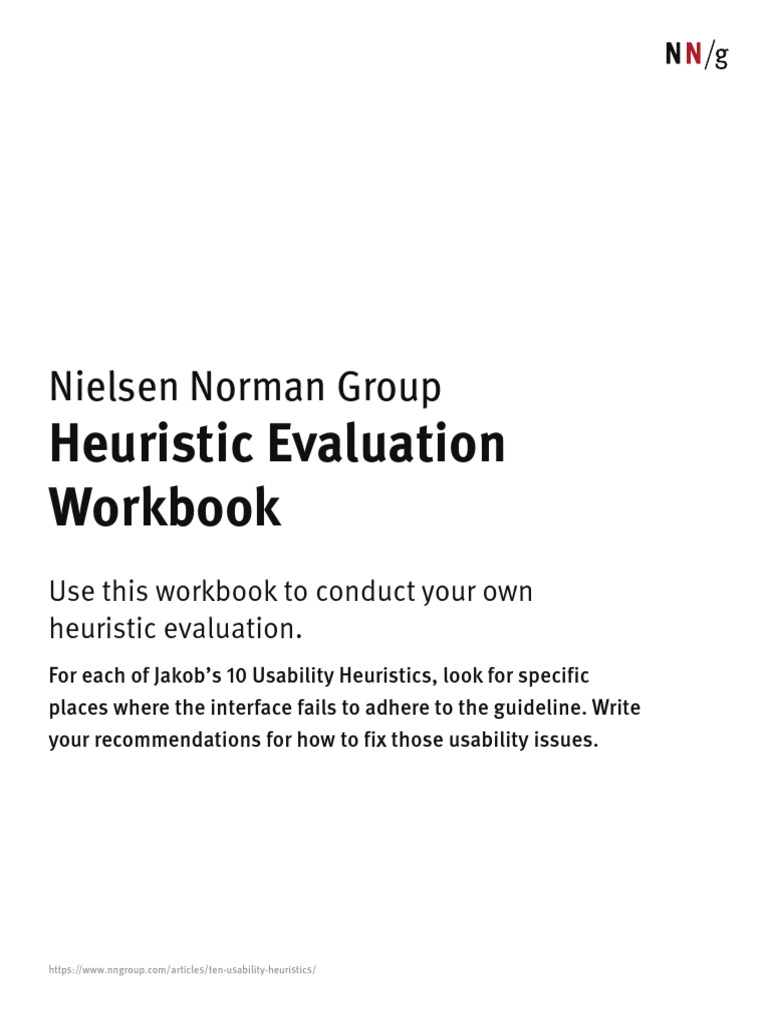 Heuristic Evaluation Workbook Guide | PDF | Usability | Cognitive Science