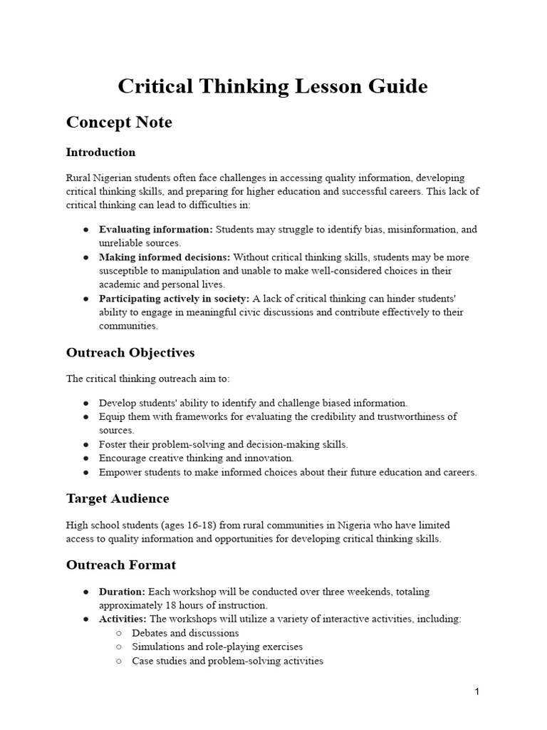 Empowering Critical Thinking in Nigeria | PDF | Critical Thinking | Thought