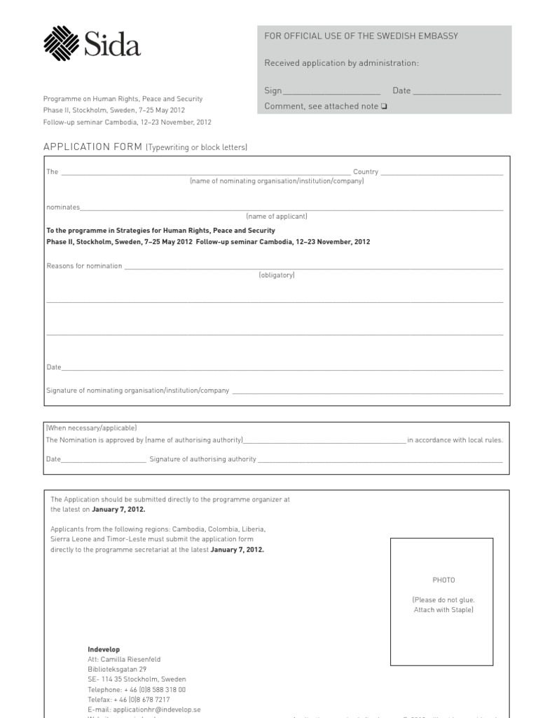 Human Rights Programme Application Form | PDF