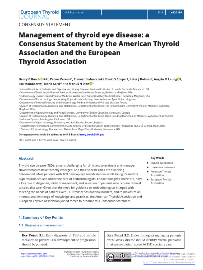 Management of Thyroid Eye Disease - A Consensus Statement by The ...