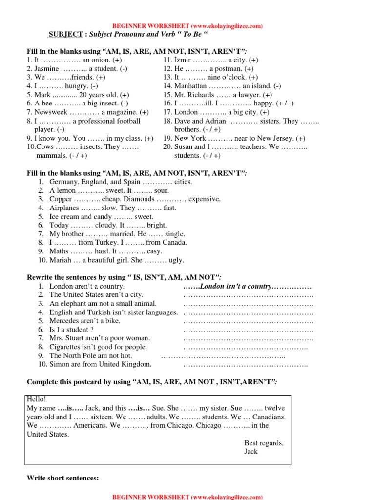 Exercises With Be | Language Mechanics | Punctuation