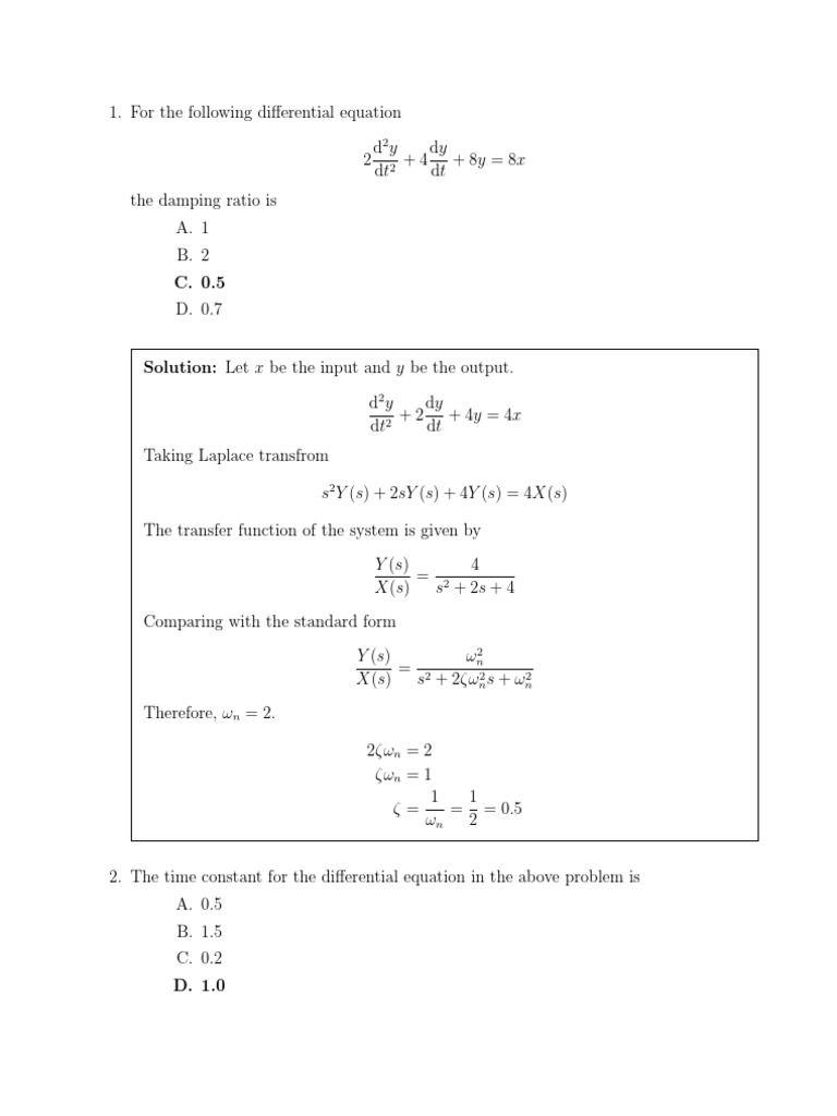 Electrical MCQ PDF Control Theory Systems Theory