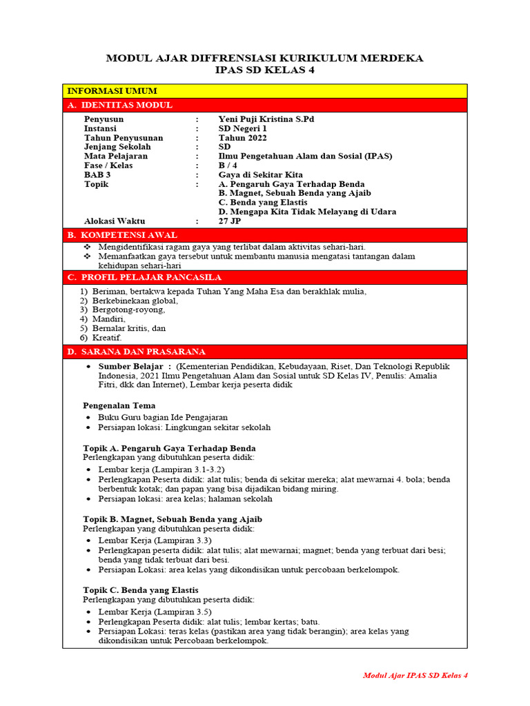 3 Modul Ajar Ipas Bab 3 Kelas 4 Pdf