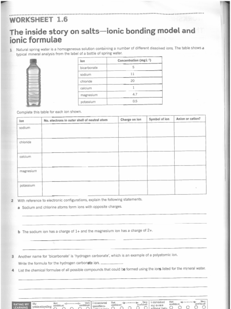 Worksheet 1.6 - Ionic Bonding | PDF