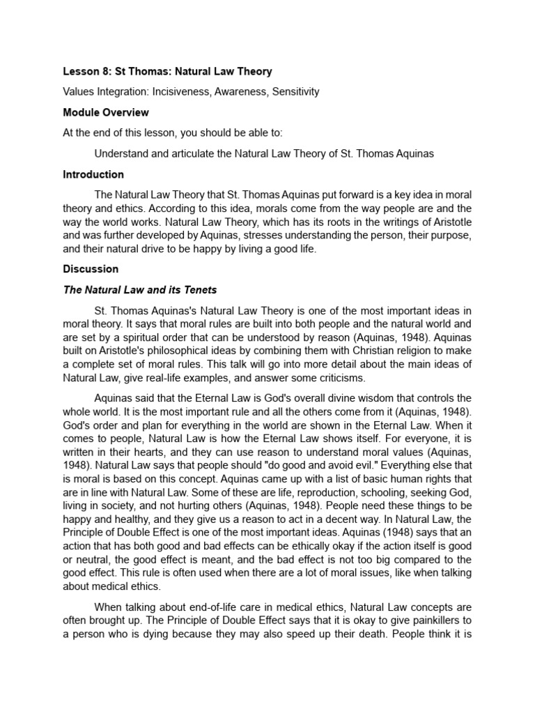St. Thomas Aquinas on Natural Law | PDF | Natural Law | Thomas Aquinas