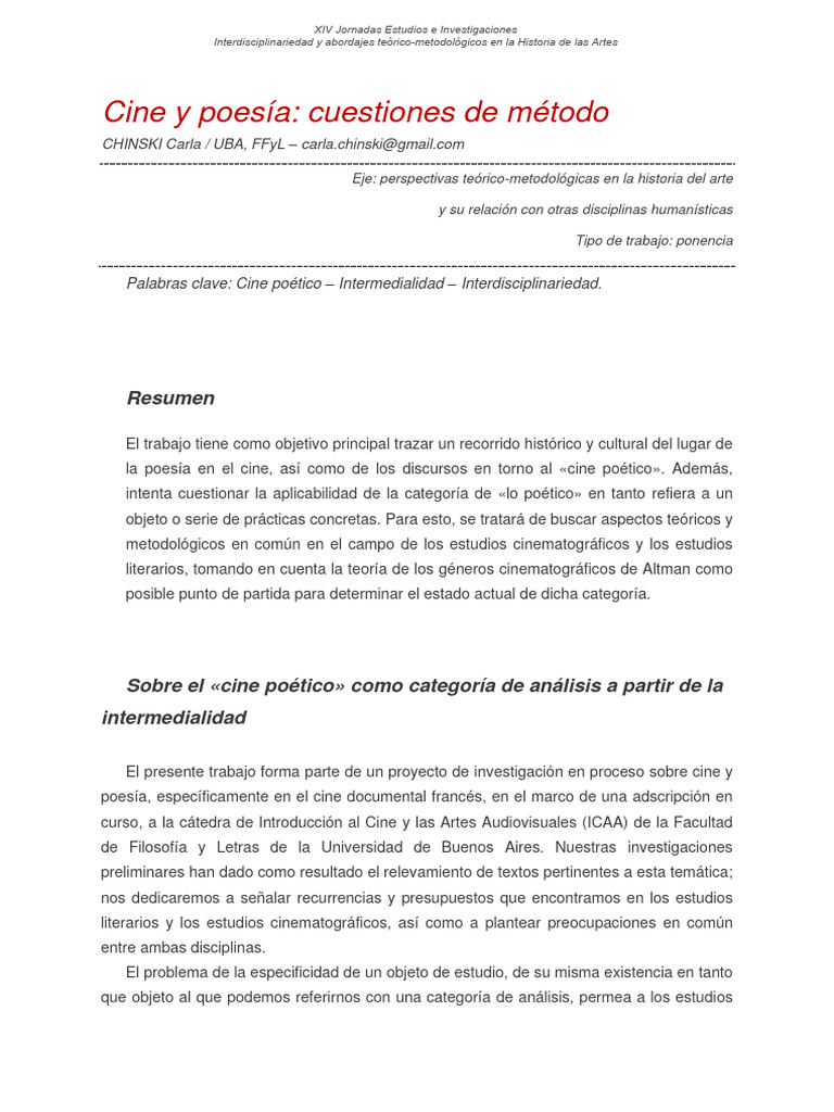 Cine y Poesía Cuestiones de Método - Chinski | PDF | Poesía
