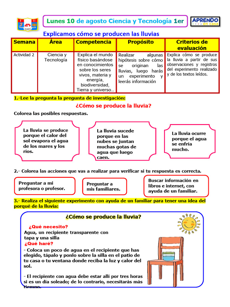 Cómo se produce la lluvia en 4° grado | PDF | Lluvia | Agua