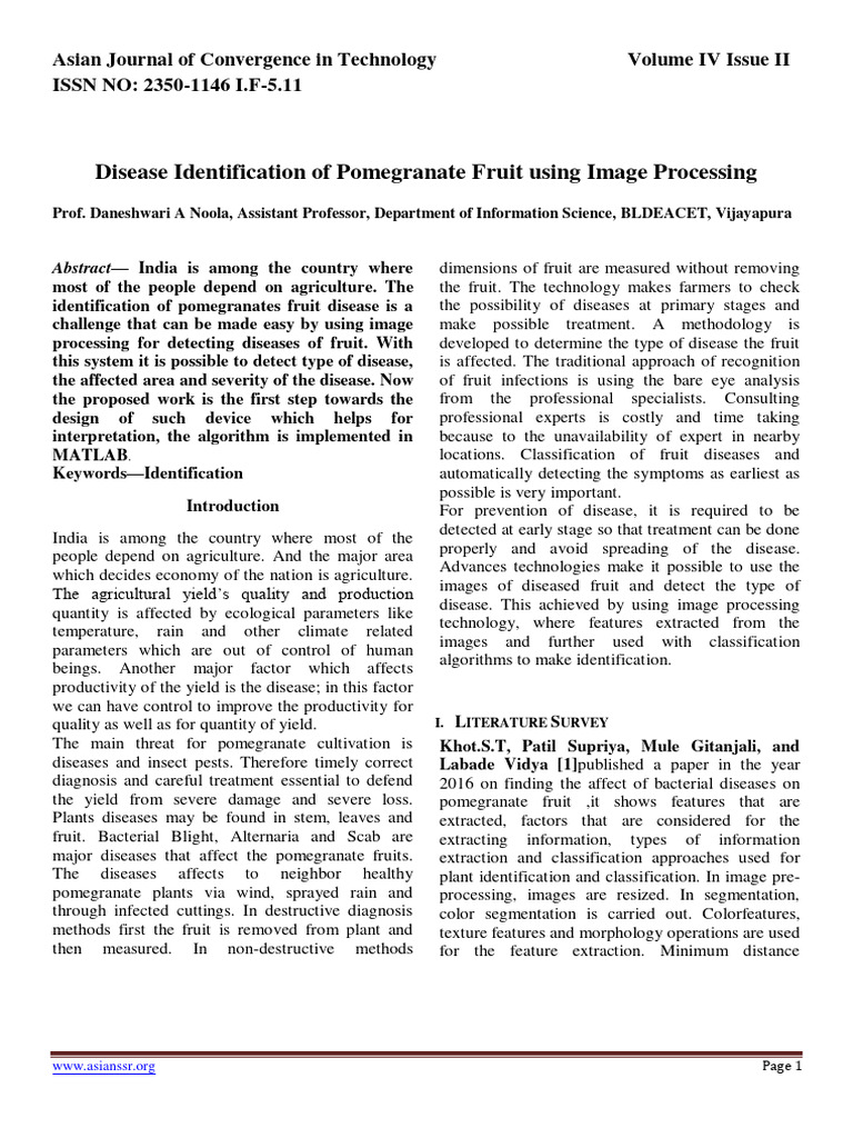 Pomegranate Disease Detection via Image Processing | PDF | Image ...