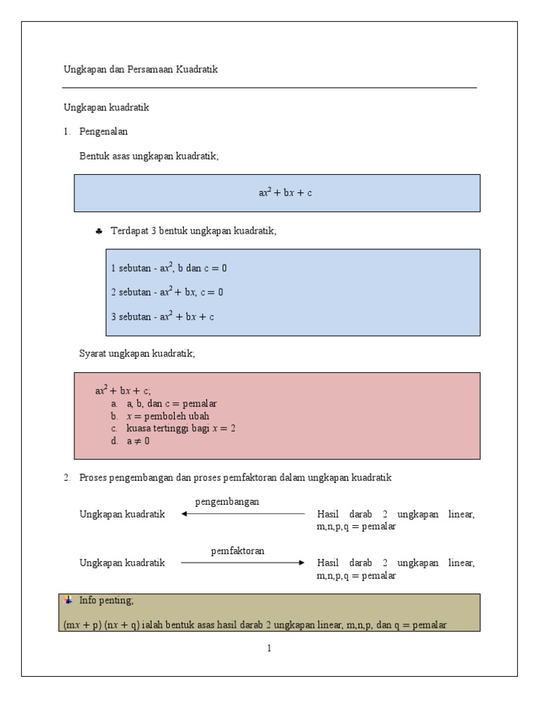 Matematik SPM Tingkatan 4: Bab 2 Ungkapan dan Persamaan 