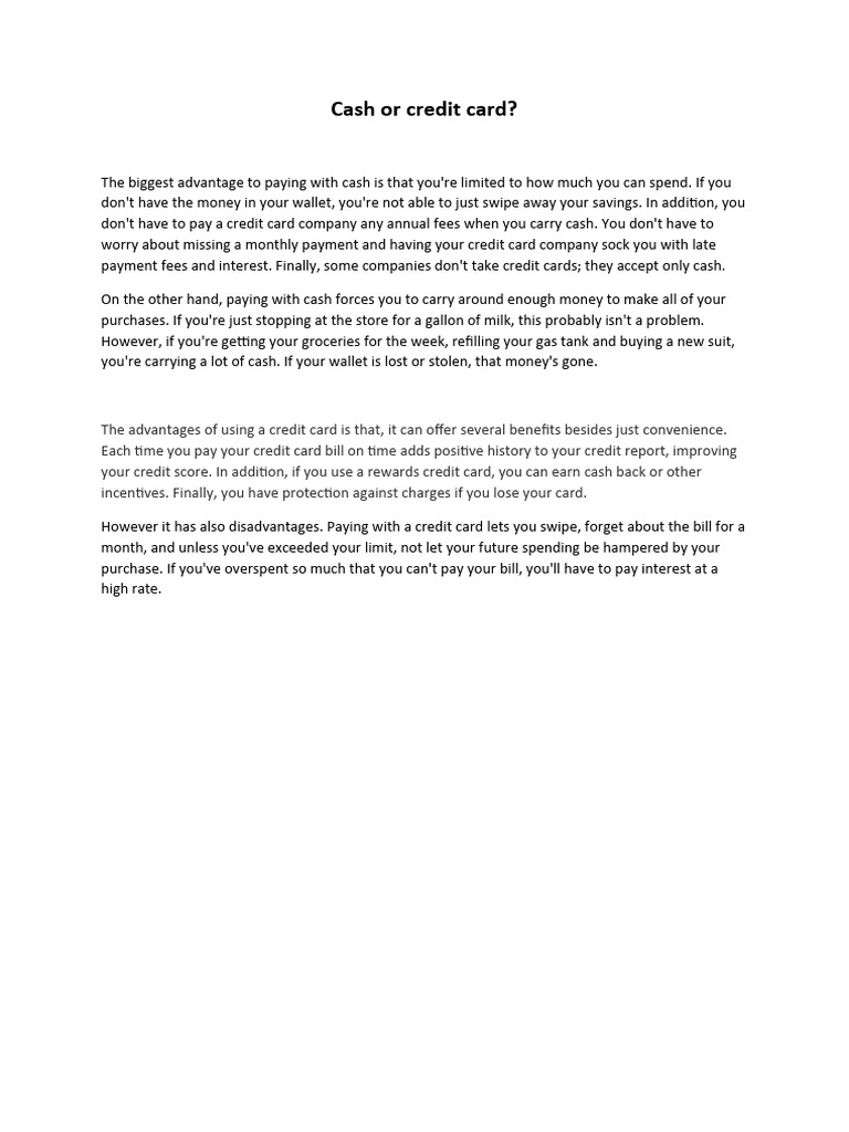 Cash vs. Credit: Pros and Cons | PDF | Law