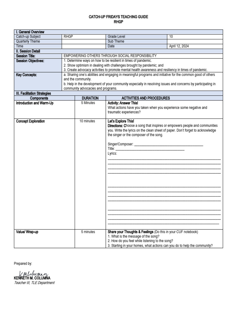 RHGP - G10 P-April 12, 2024 | PDF | Behavior Modification ...