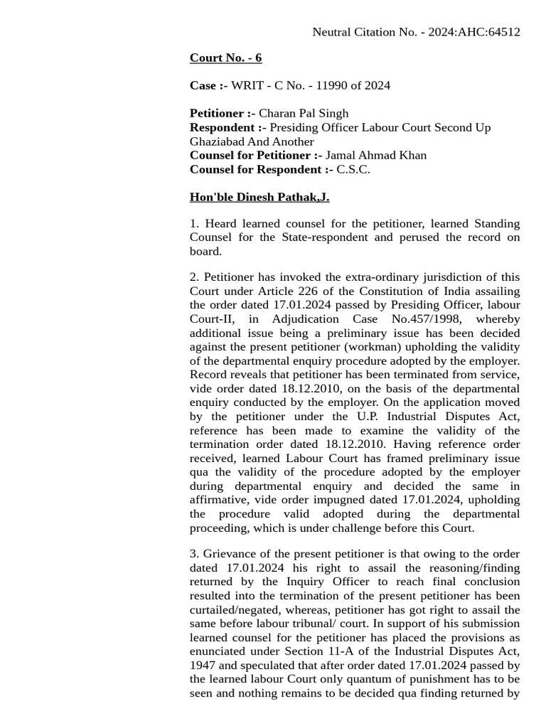 Labour Court Writ Petition Dismissal | PDF | Justice | Crime & Violence