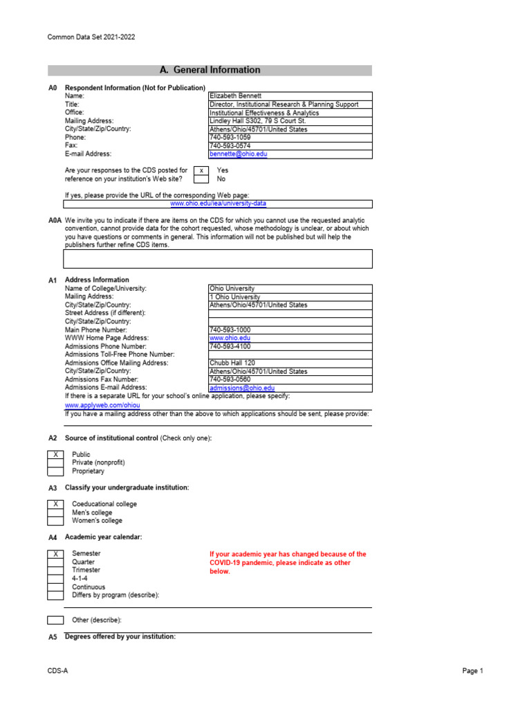 2021-2022 Common Data Set | PDF | Act (Test) | Sat