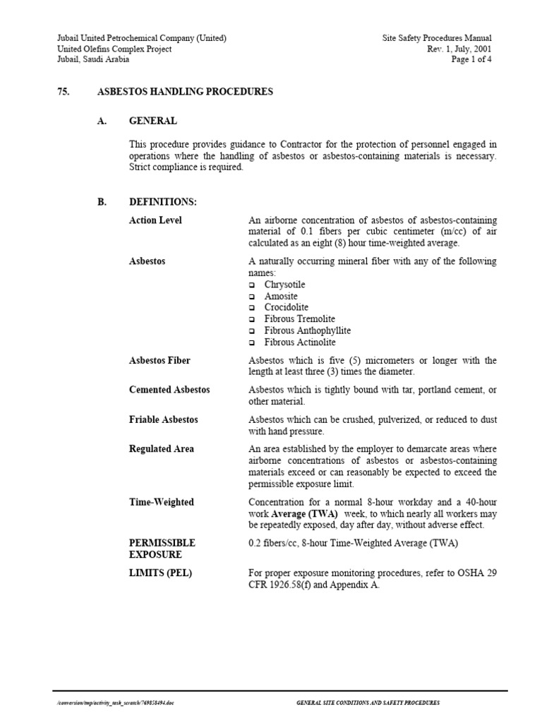 Picture of 75 Asbestos Handling | PDF | Asbestos | Working Conditions